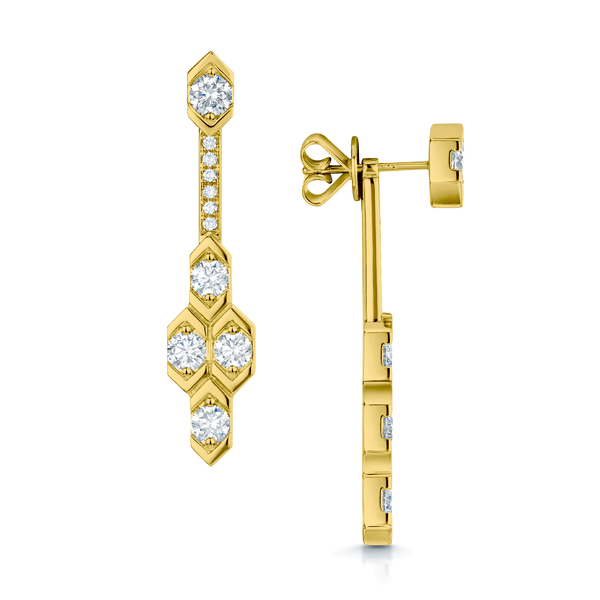 Berry's Nouveau Collection 18ct Yellow Gold Full Diamond Drop Earrings - Berry's Jewellers