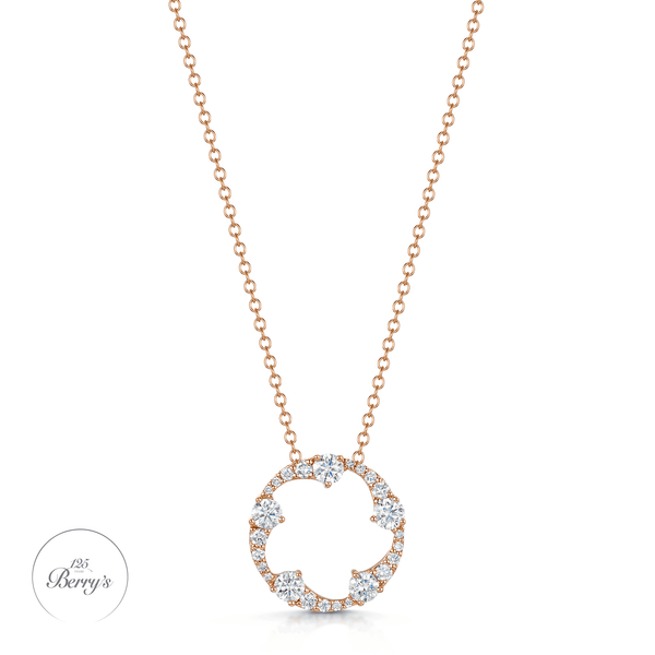 Berry's OPEIA Collection 18ct Rose Gold Diamond Fancy Circle Pendant With Chain - Berry's Jewellers