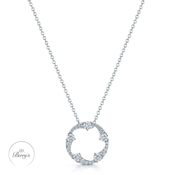 Berry's OPEIA Collection 18ct White Gold Diamond Fancy Circle Pendant With Chain - Berry's Jewellers