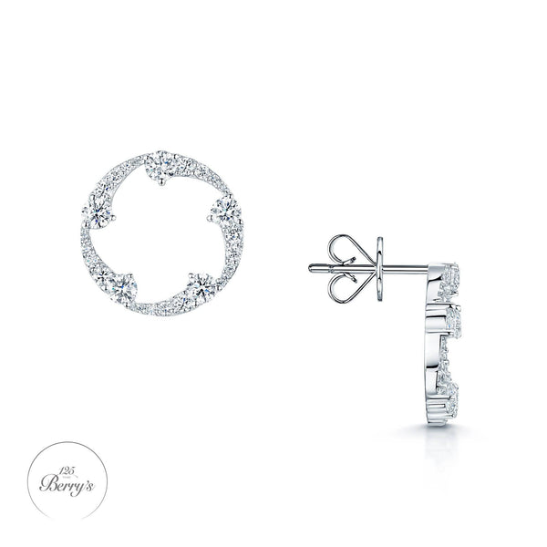 Berry's OPEIA Collection 18ct White Gold Diamond Fancy Circle Stud Earrings - Berry's Jewellers