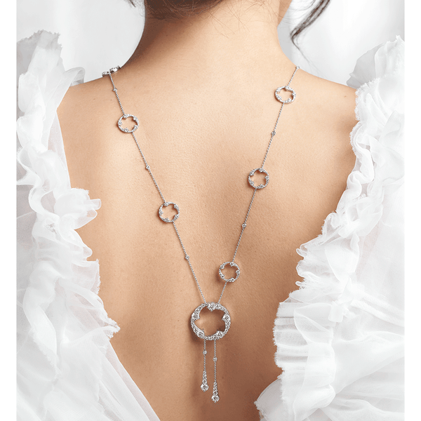 Berry's OPEIA Collection GIA Certificated 18ct White Gold Diamond Fancy Large Circle Sautoir Necklet - Berry's Jewellers