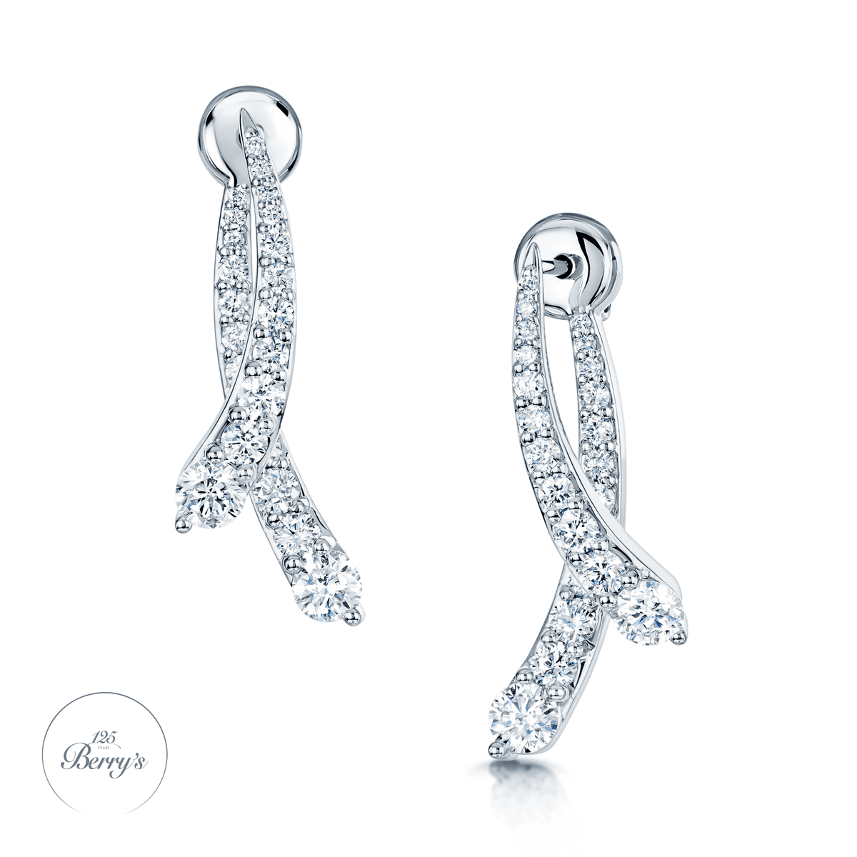 Berry's OPEIA Nova Collection 18ct White Gold Round Brilliant Cut Interchangeable Diamond Drop Earrings - Berry's Jewellers