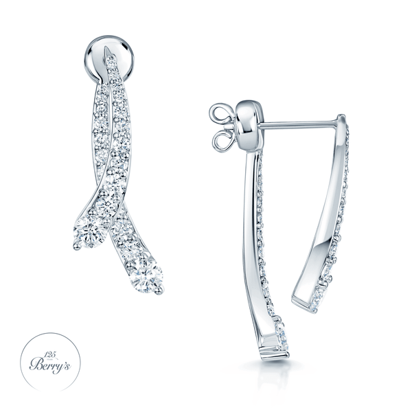 Berry's OPEIA Nova Collection 18ct White Gold Round Brilliant Cut Interchangeable Diamond Drop Earrings - Berry's Jewellers