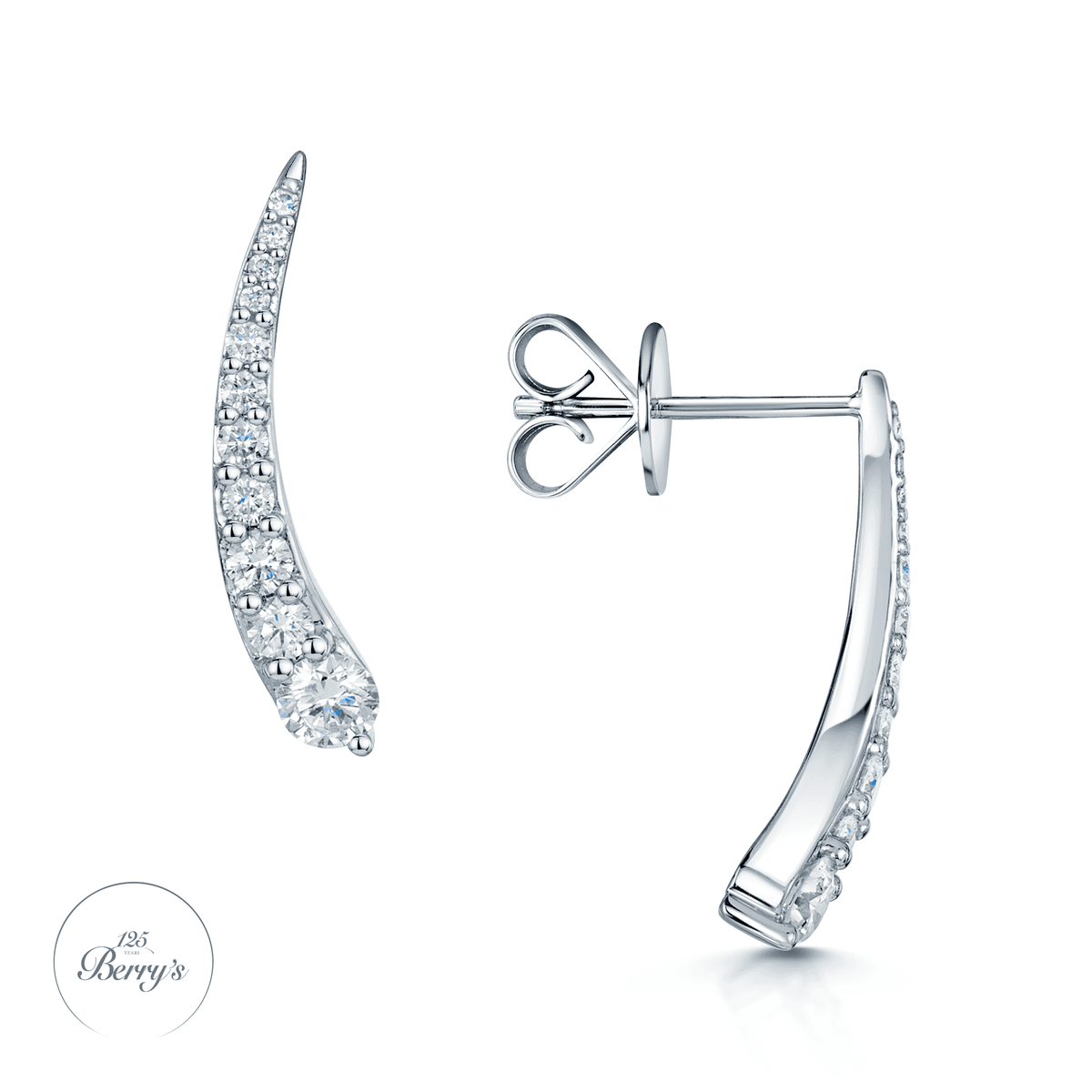 Berry's OPEIA Nova Collection 18ct White Gold Round Brilliant Cut Interchangeable Diamond Drop Earrings - Berry's Jewellers