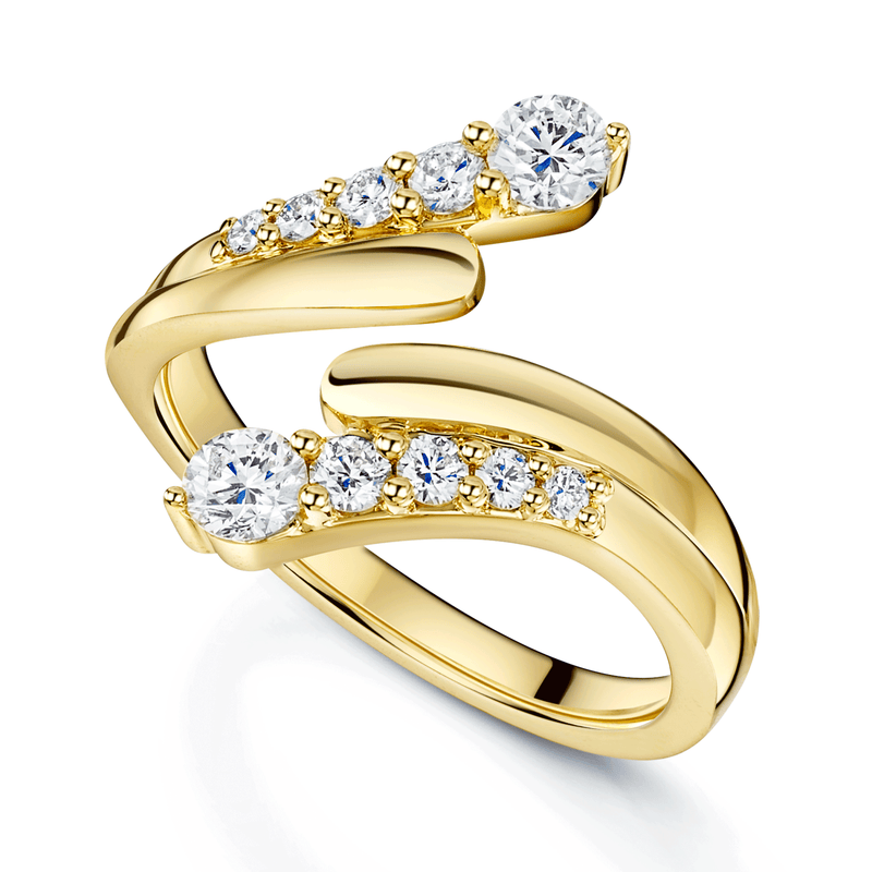Berry's OPEIA Nova Collection Yellow Gold Round Brilliant Cut Diamond Wraparound Ring - Berry's Jewellers