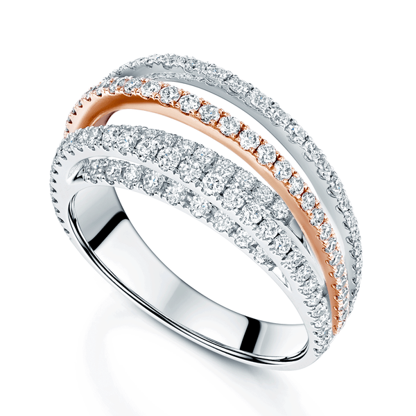 Berry's Platinum And 18ct Rose Gold Diamond Multi Strand Dress Ring - Berry's Jewellers