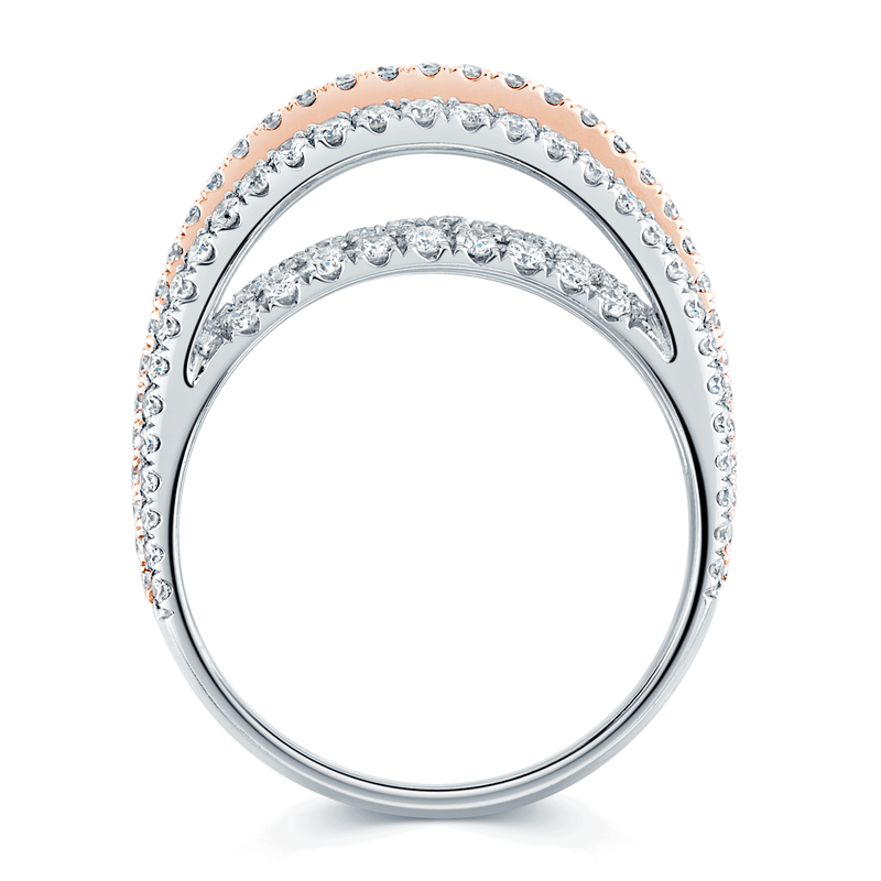 Berry's Platinum And 18ct Rose Gold Diamond Multi Strand Dress Ring - Berry's Jewellers