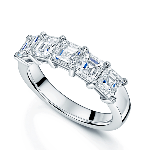 Berry's Platinum Asscher Cut Diamond Five Stone Eternity Ring - Berry's Jewellers