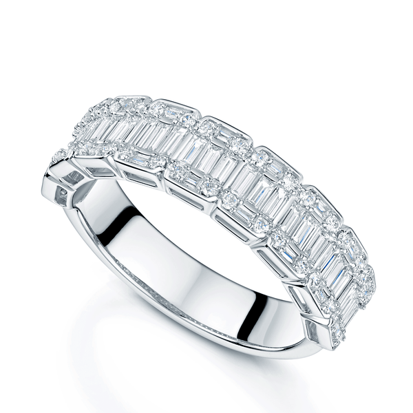 Berry's Platinum Baguette And Round Brilliant Cut Diamond Fancy Dress Ring - Berry's Jewellers