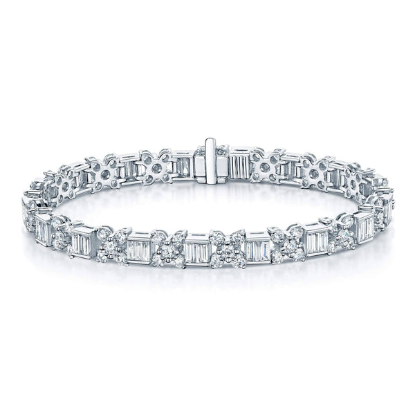 Berry's Platinum Baguette & Round Brilliant Cut Diamond Bracelet - Berry's Jewellers