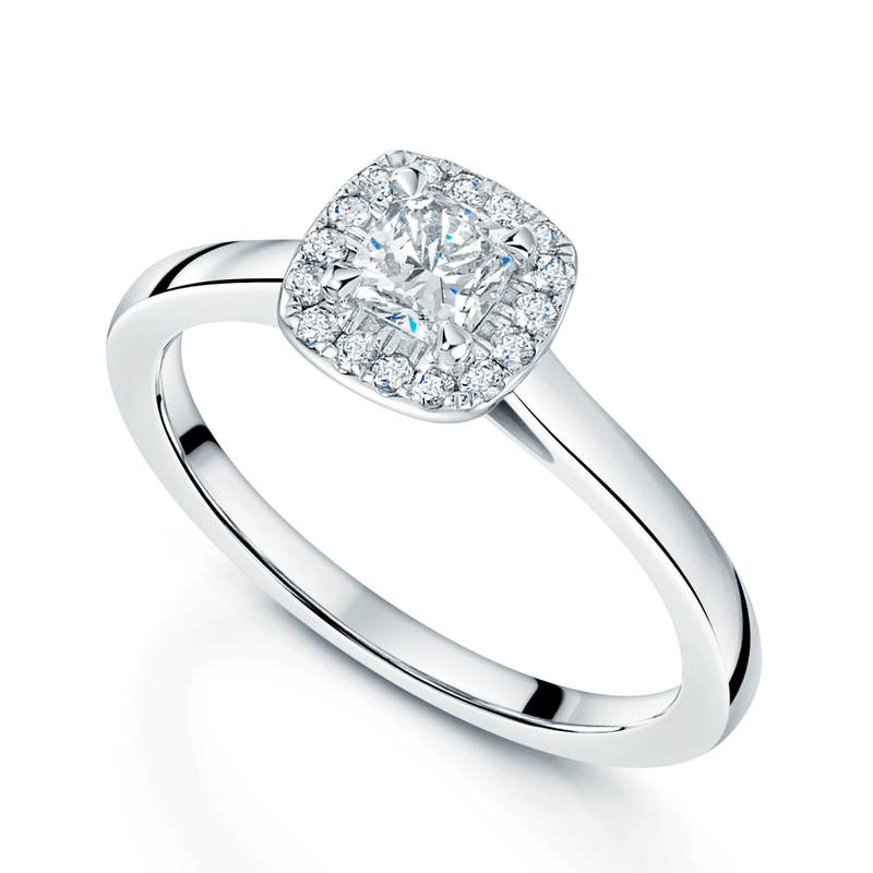Berry's Platinum Cushion Cut Diamond Halo Dress Ring - Berry's Jewellers