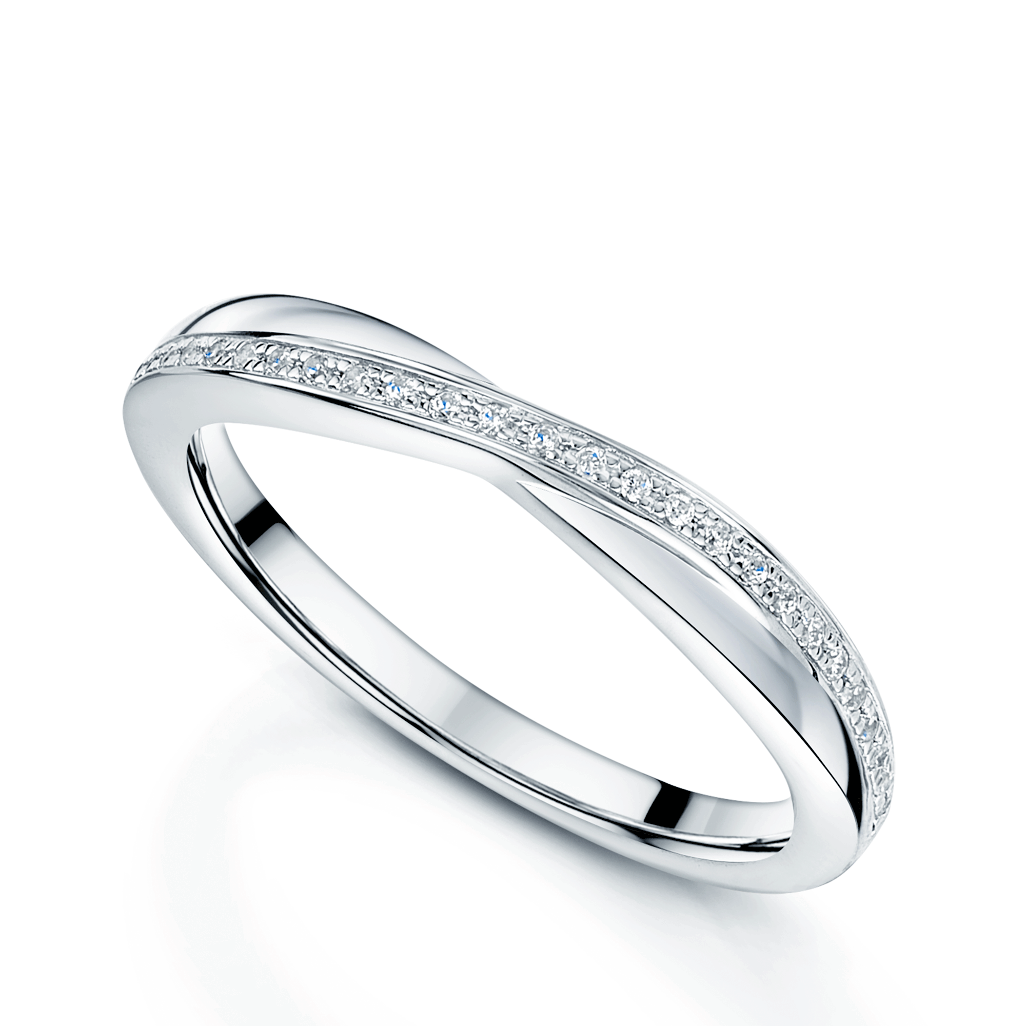Platinum Diamond Cross Over Wedding Ring - Main Image