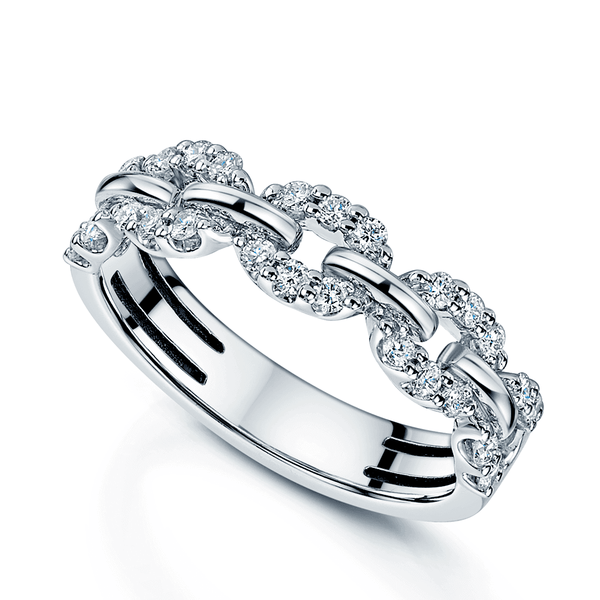 Berry's Platinum Diamond Set Chain Link Pattern Small Ring - Berry's Jewellers