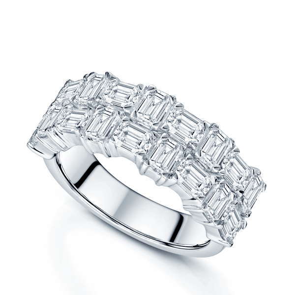 Berry's Platinum Emerald Cut Diamond Double Row Fancy Half Eternity Ring - Berry's Jewellers