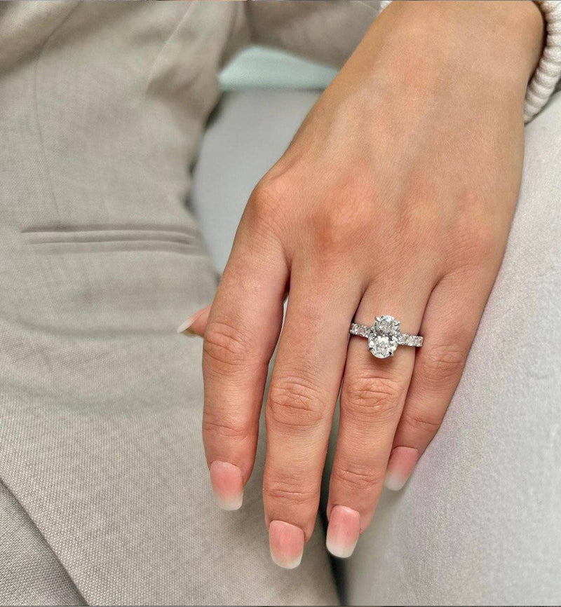 Platinum GIA Certificated Carat Oval Cut Diamond Single Stone Rin