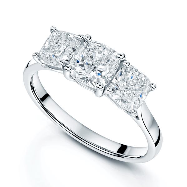 Berry's Platinum GIA Certificated Cushion Cut Diamond Three Stone Ring - Berry's Jewellers