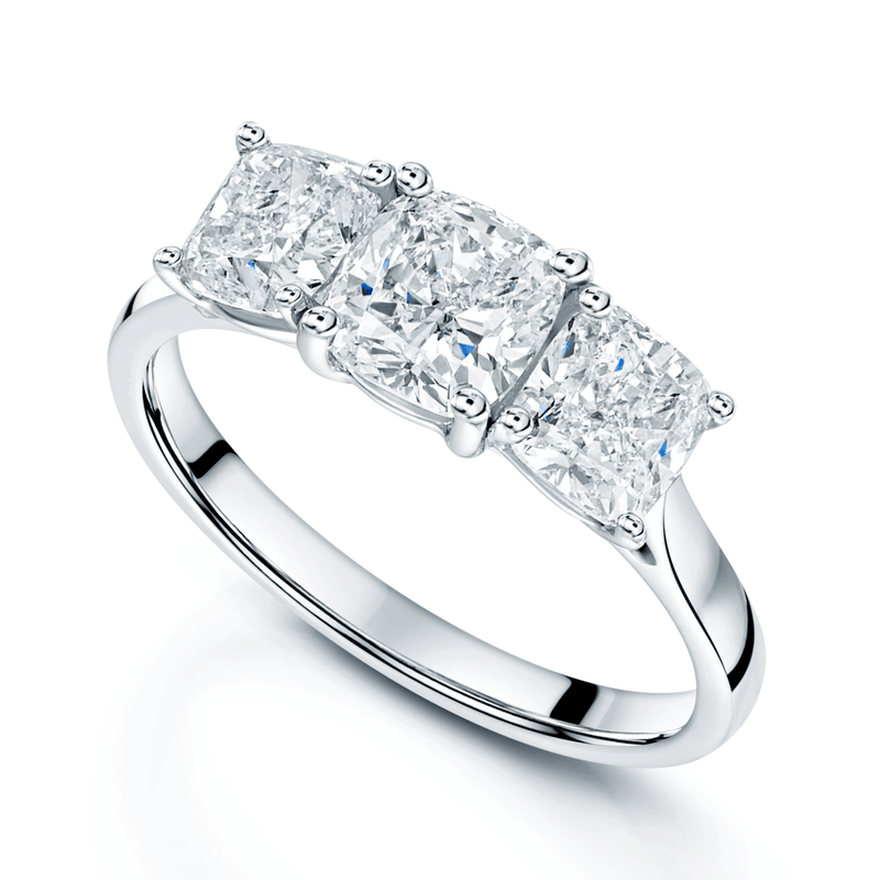 Berry's Platinum GIA Certificated Cushion Cut Diamond Three Stone Ring - Berry's Jewellers
