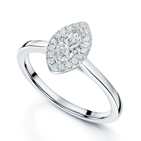 Berry's Platinum GIA Certificated Marquise Cut Diamond Halo Ring - Berry's Jewellers