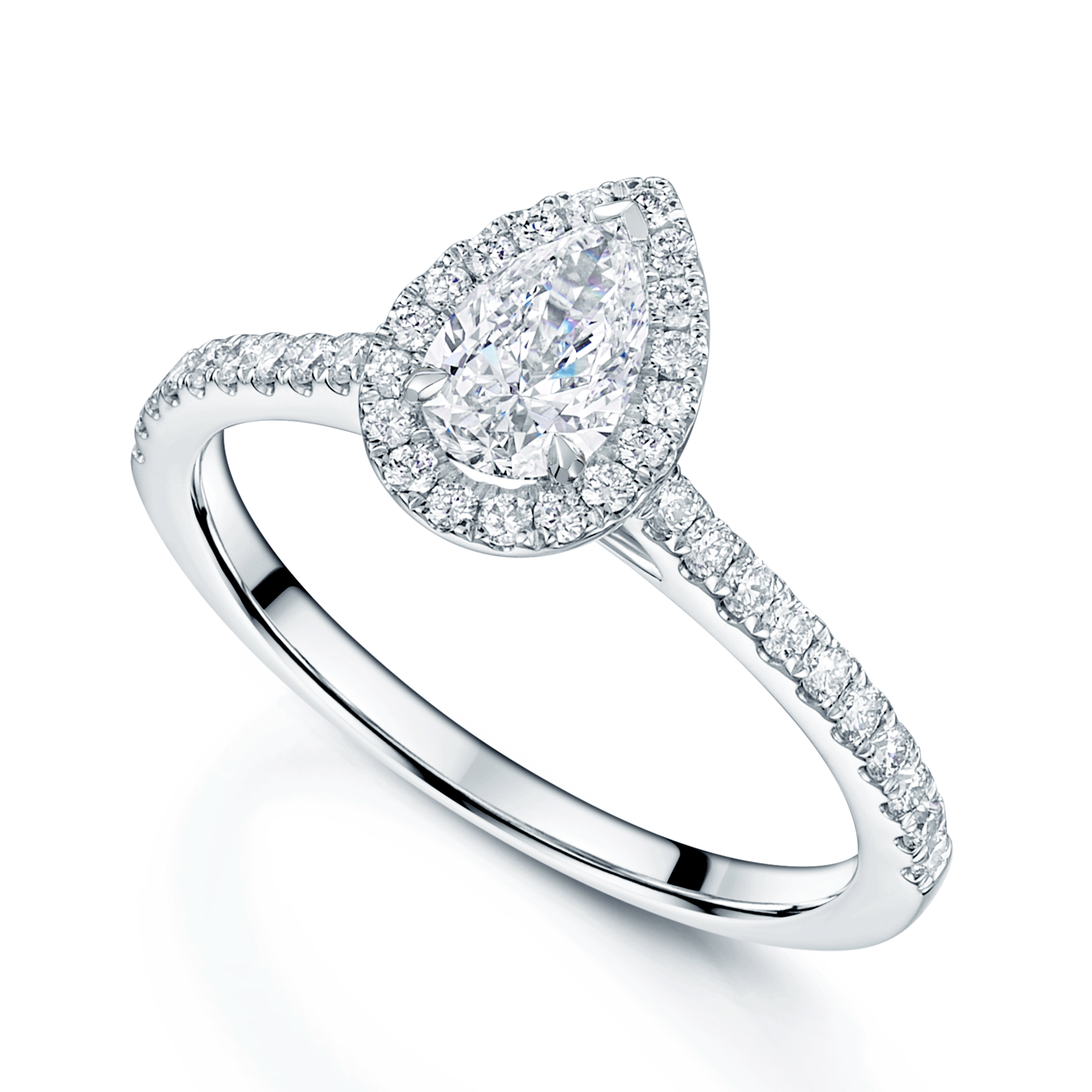 Platinum GIA Certificated Pear cut Diamond Halo Ring With Diamond Set