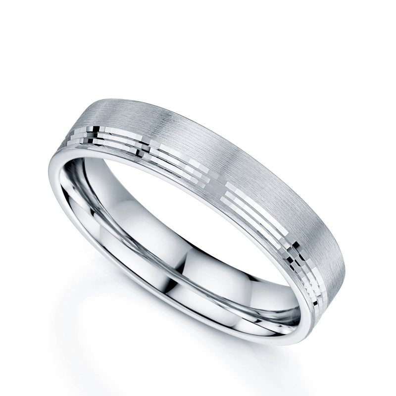 Berry's Platinum Matt Half-Lined Flat Court Wedding Ring - Berry's Jewellers
