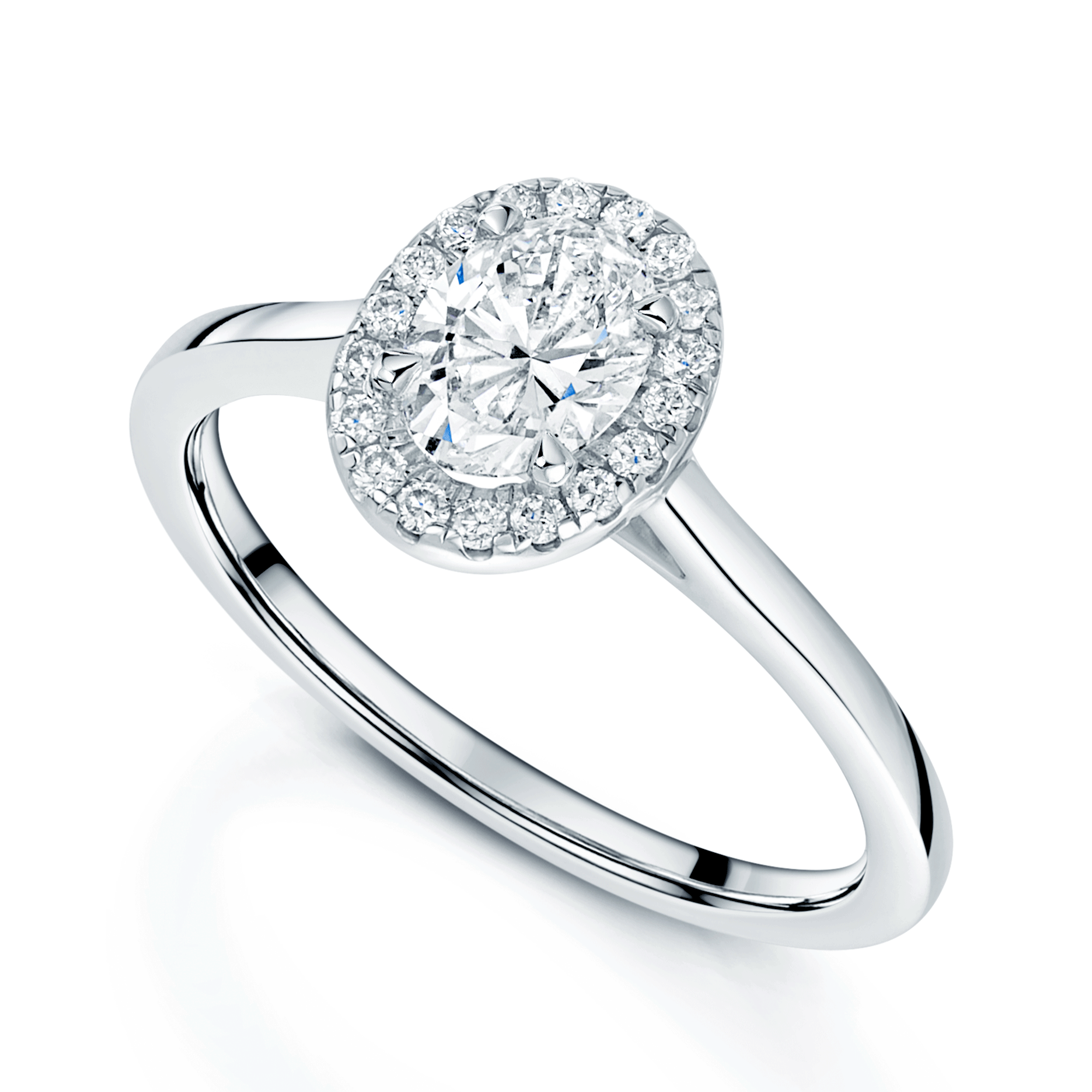 Berry's Platinum Oval Diamond Halo Surround Engagement Ring