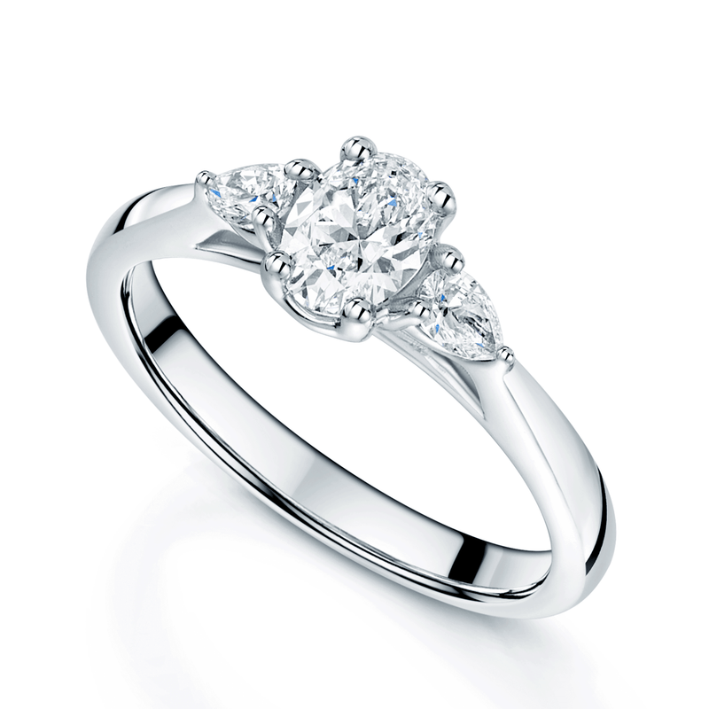 Berry's Platinum Oval & Pear Cut Diamond Three Stone Ring - Berry's Jewellers