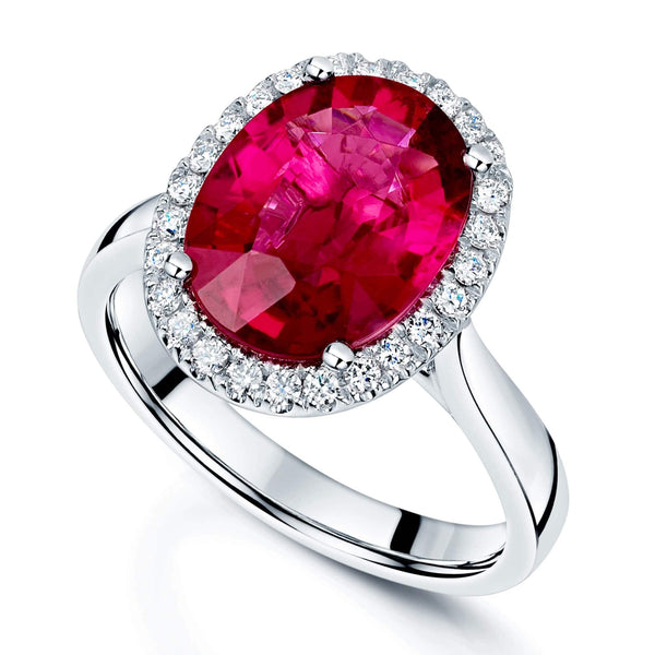 Berry's Platinum Oval Rubellite Diamond Halo Set Ring - Berry's Jewellers