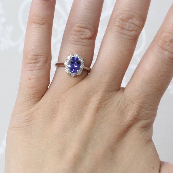 Berry's Platinum Oval Tanzanite And Round Brilliant Diamond Cluster Ring - Berry's Jewellers