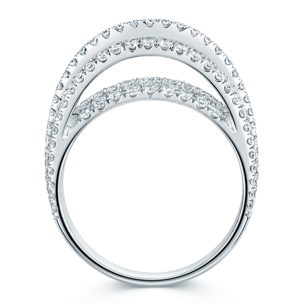 Berry's Platinum Pave Set Round Brilliant Diamond Six Row Dress Ring - Berry's Jewellers