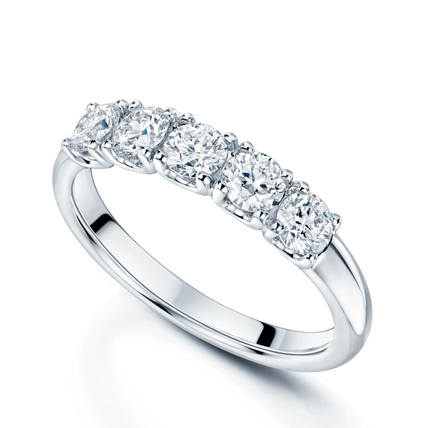 Berry's Platinum Round Brilliant-Cut Diamond Five Stone Half Eternity Ring - Berry's Jewellers
