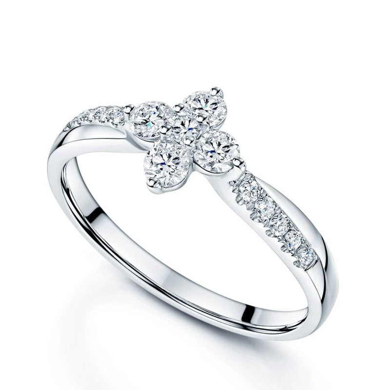 Berry Clusters Rings Platinum Round Brilliant Cut Diamond Flower Cluster Ring With Diamond