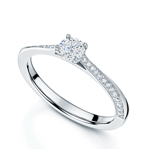 Berry's Platinum Round Brilliant Cut Diamond Ring With Diamond Set Shoulders - Berry's Jewellers