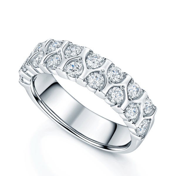 Berry's Platinum Round Brilliant Cut Diamond Two Row Dress Ring - Berry's Jewellers