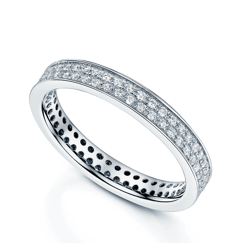 Berry's Platinum Round Brilliant Cut Diamond Two Row Full Eternity Ring - Berry's Jewellers