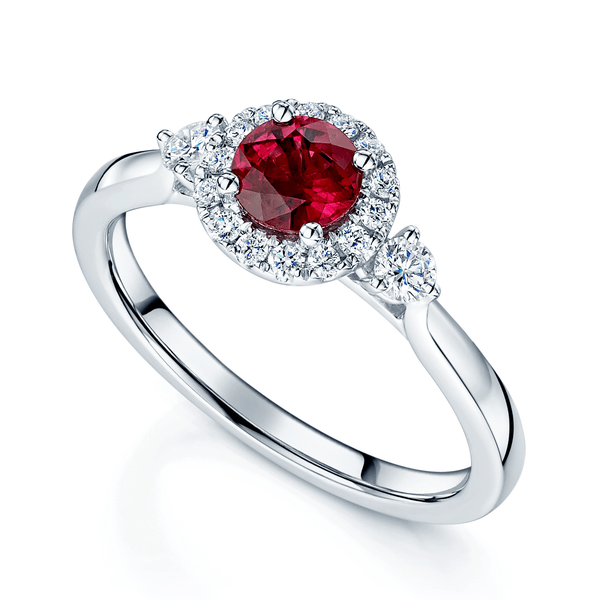 Berry's Platinum Round Brilliant Ruby And Diamond Fancy Ring - Berry's Jewellers
