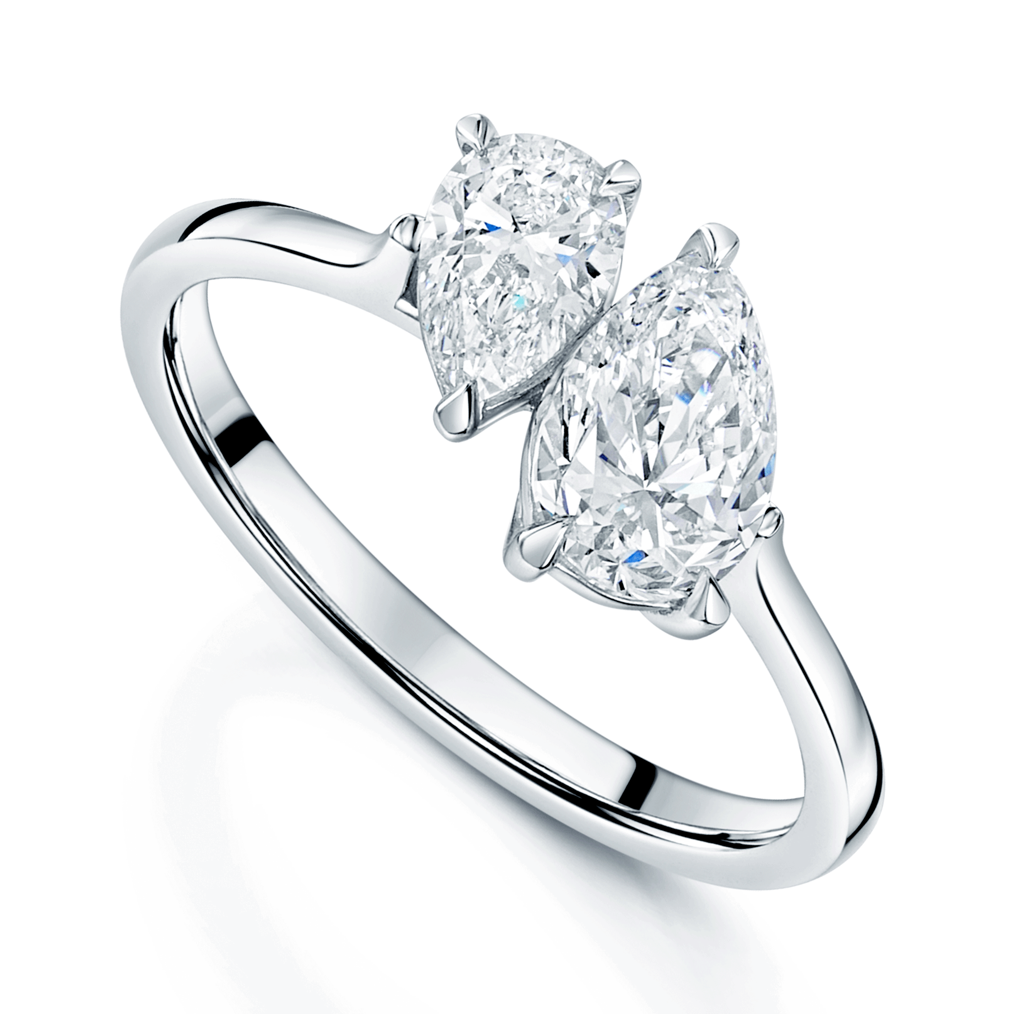 Platinum Toi Et Moi Pear Cut Diamond Two Stone Ring