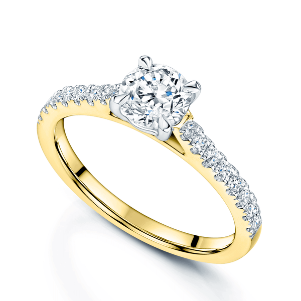 Berry's Simply Solitaire Collection 18ct Yellow Gold Diamond Solitaire Engagement Ring With Diamond Shoulders GIA Certified 0