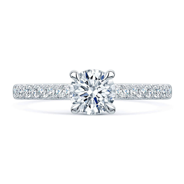 Berry's Simply Solitaire Collection Platinum Set Diamond Solitaire Engagement Ring With Diamond Shoulders GIA Certified 0