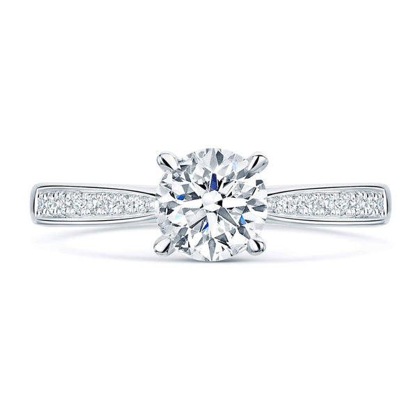 Berry's Simply Solitaire Collection Platinum Set Diamond Solitaire Engagement Ring With Diamond Shoulders GIA Certified 1