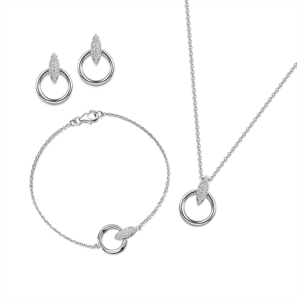 Berry's The Origin Collection 18ct White Gold Pave Diamond Seed Drop Circle Bracelet - Berry's Jewellers