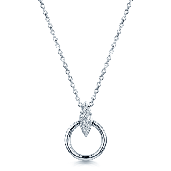 Berry's The Origin Collection 18ct White Gold Pave Diamond Seed Drop Circle Necklace - Berry's Jewellers