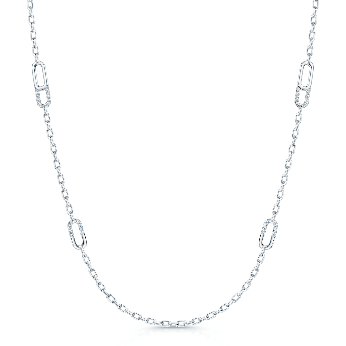Berry's Verve Collection 18ct White Gold Diamond Loop Long Chain Necklace - Berry's Jewellers