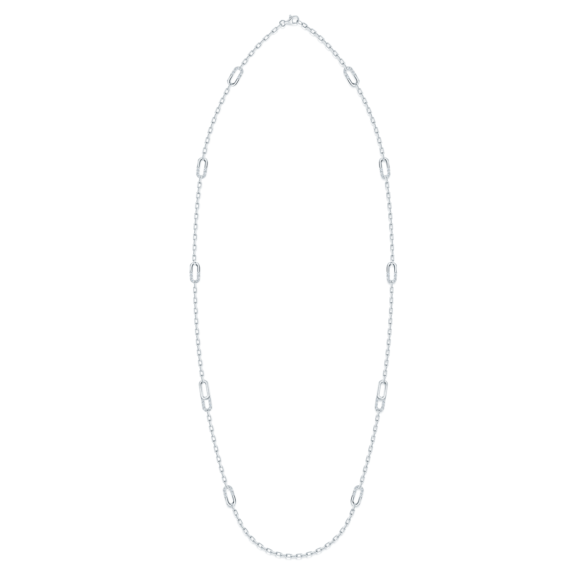 Berry's Verve Collection 18ct White Gold Diamond Loop Long Chain Necklace - Berry's Jewellers