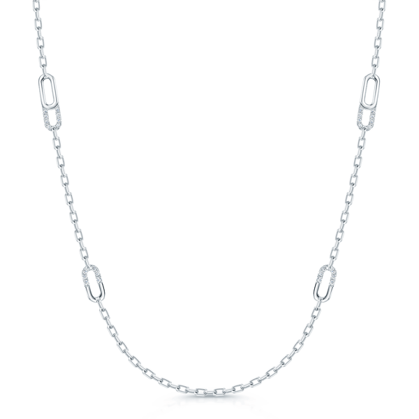 Berry's Verve Collection 18ct White Gold Diamond Loop Long Chain Necklace - Berry's Jewellers