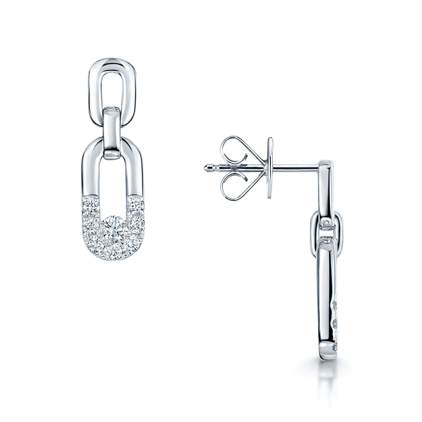 Berry's Verve Collection 18ct White Gold Diamond Set Drop Earrings - Berry's Jewellers