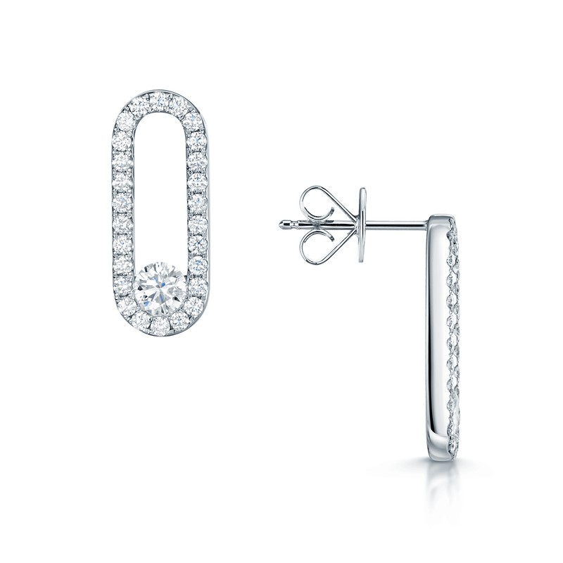 Berry's Verve Collection 18ct White Gold Full Diamond Set Loop Earrings - Berry's Jewellers