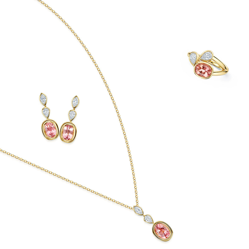18ct Yellow Gold Tourmaline And Diamond Drop Earrings