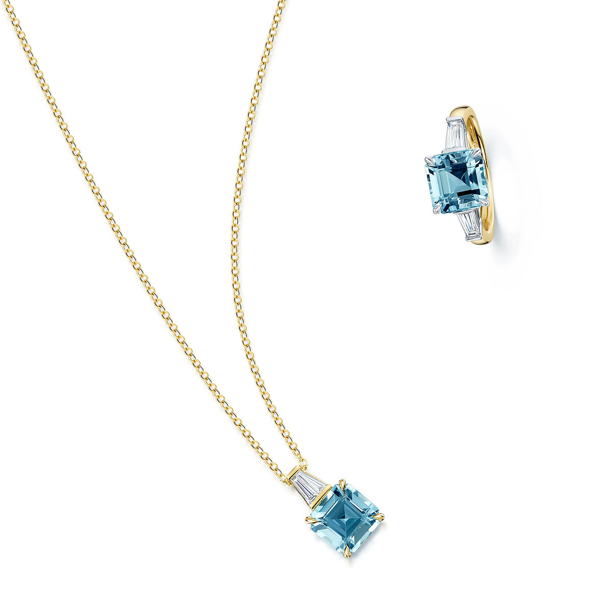 18ct Yellow Gold Aquamarine And Diamond Pendant