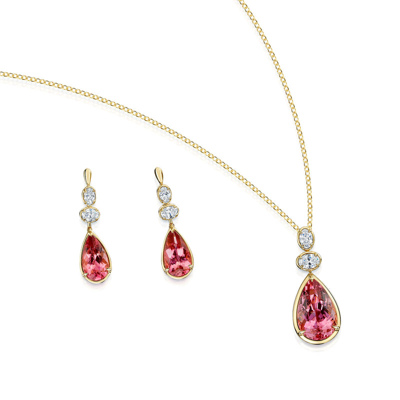 18ct Yellow Gold Tourmaline And Diamond Drop Pendant