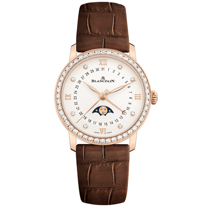 Blancpain Villeret Quantieme 33mm Phases de Lune Ladies Diamond Bezel Watch - Berry's Jewellers